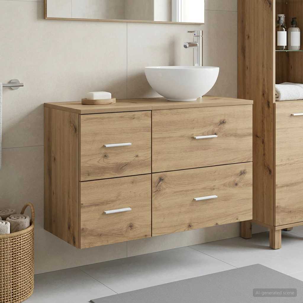 vidaXL Juego de muebles de baño 2 uds. Roble artisan