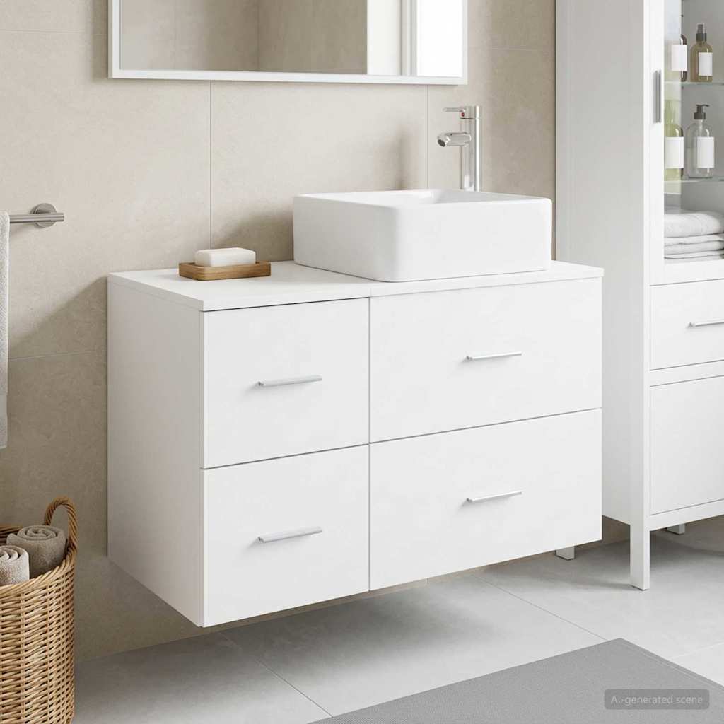 vidaXL Juego de muebles de baño 2 uds. Blanco Madera de ingeniería