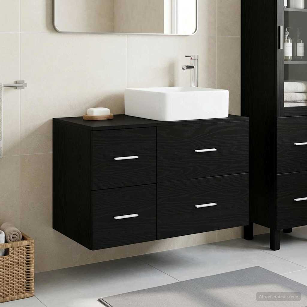 vidaXL Juego de muebles de baño 2 uds. Roble Negro
