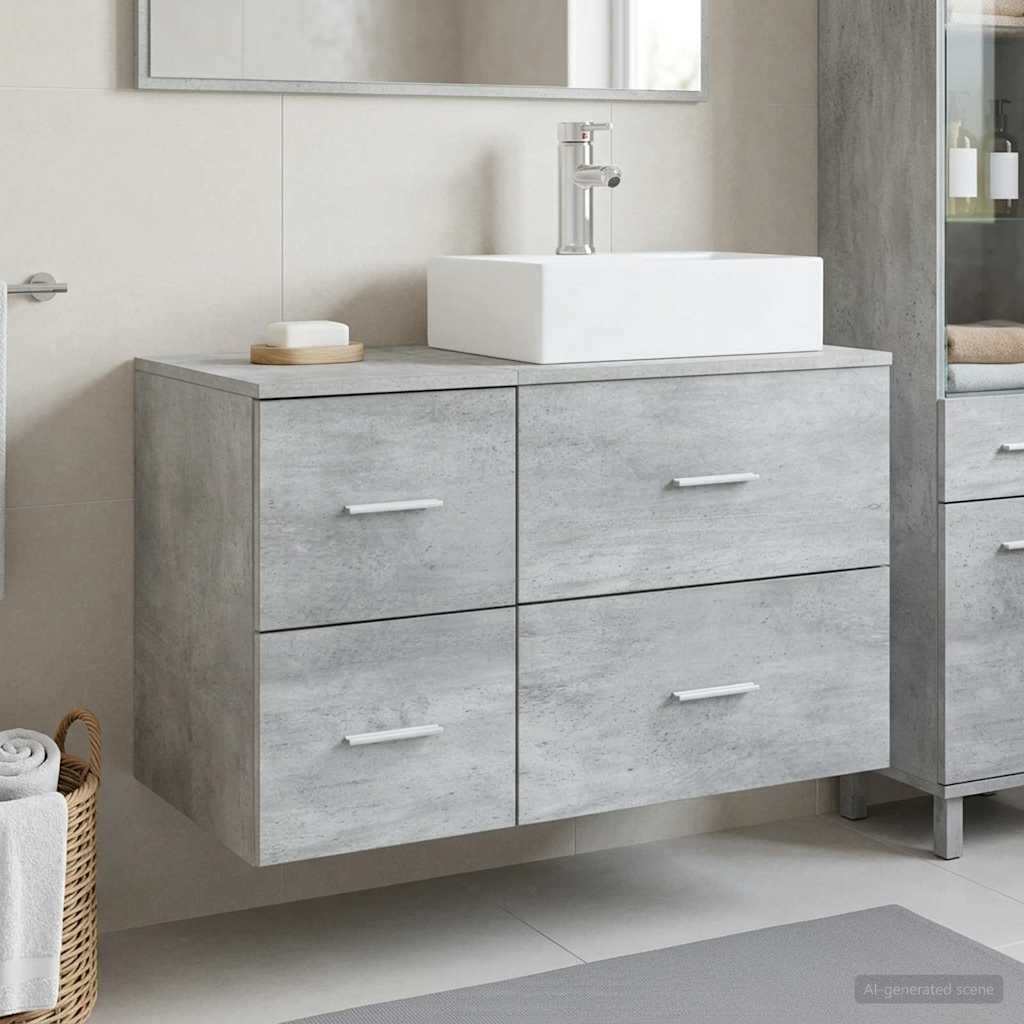 vidaXL Juego de muebles de baño 2 uds. Gris Hormigón