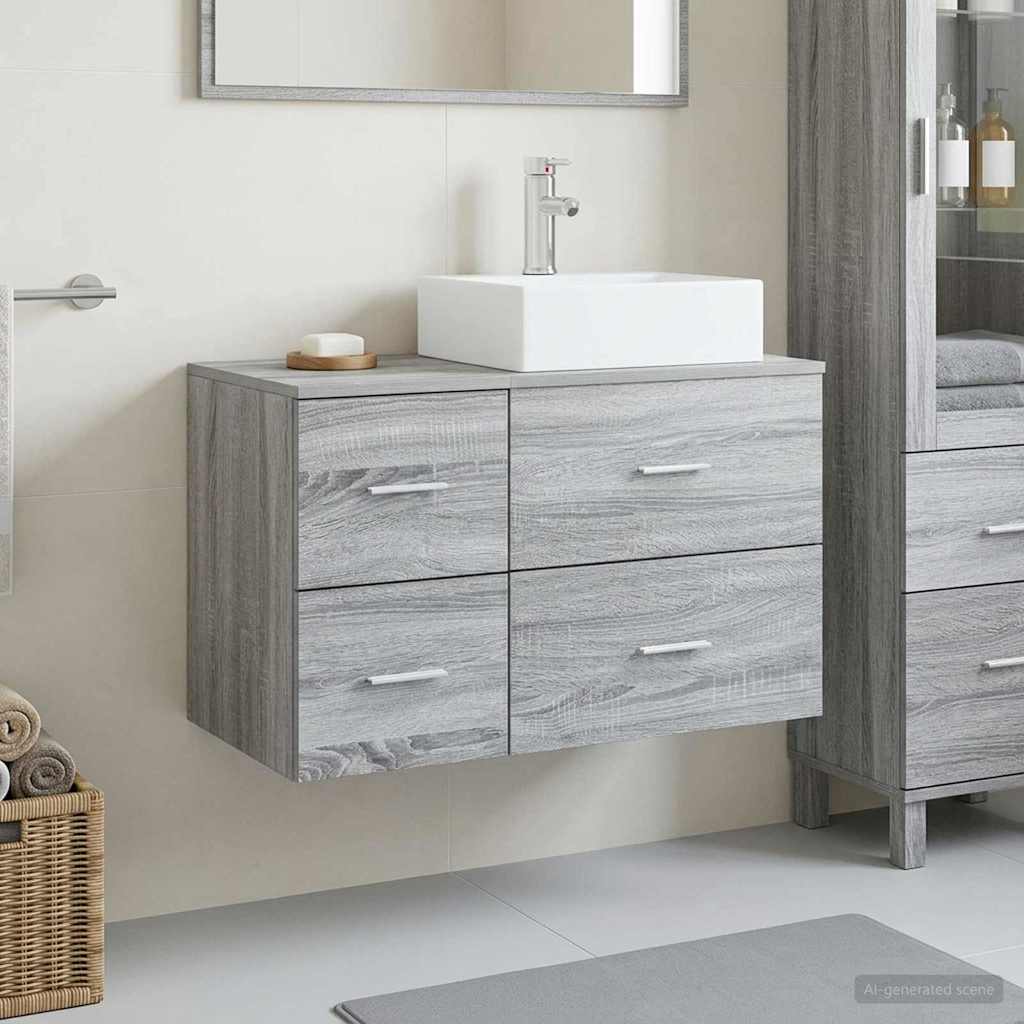 vidaXL Juego de muebles de baño 2 uds. Sonoma gris