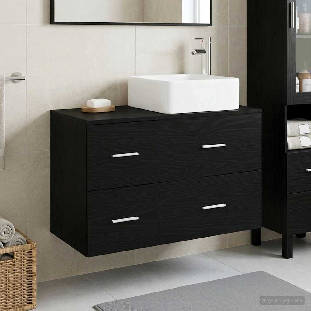 vidaXL Juego de muebles de baño 2 uds. Roble Negro