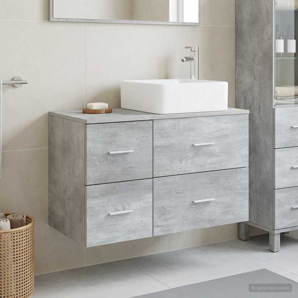 vidaXL Juego de muebles de baño 2 uds. Gris Hormigón