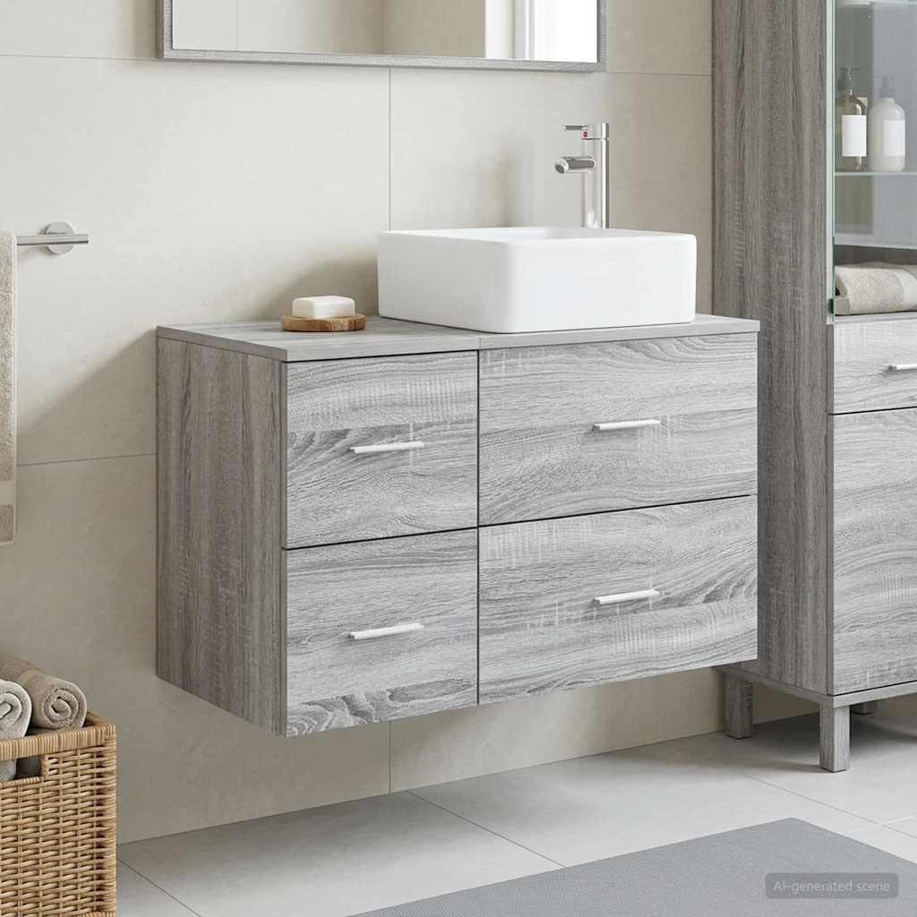 vidaXL Juego de muebles de baño 2 uds. Sonoma gris