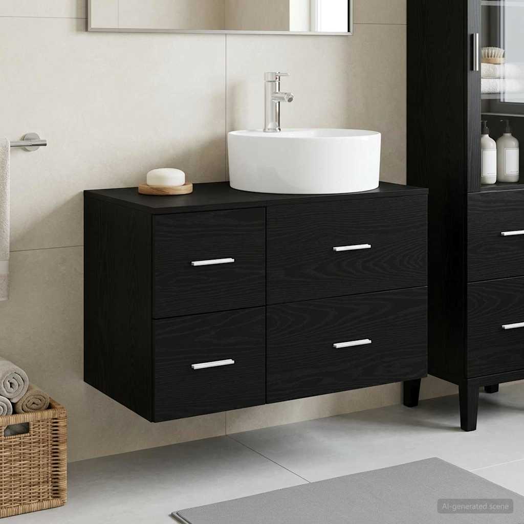 vidaXL Juego de muebles de baño 2 uds. Roble Negro
