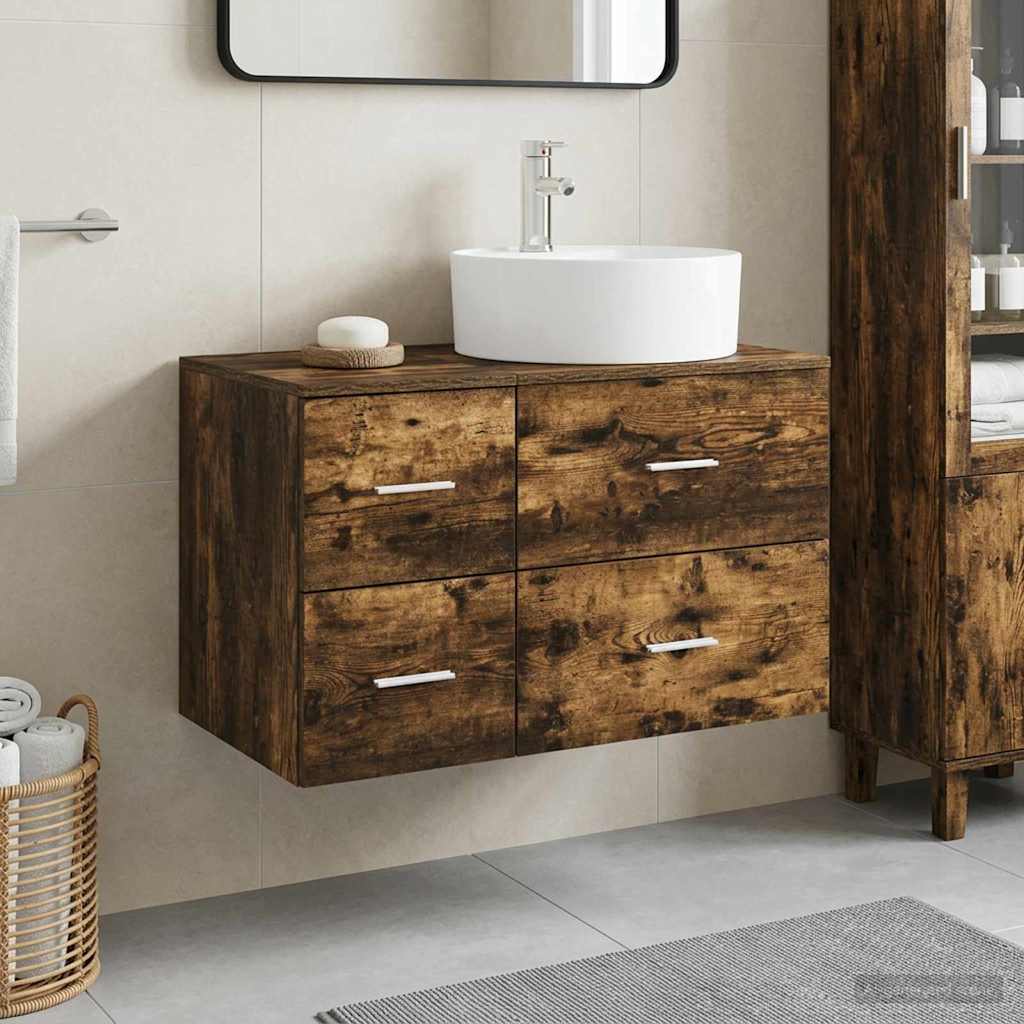 vidaXL Juego de muebles de baño 2 uds. Roble Ahumado