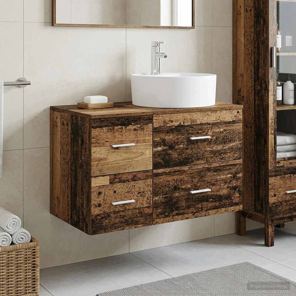 vidaXL Juego de muebles de baño 2 uds. Madera envejecida