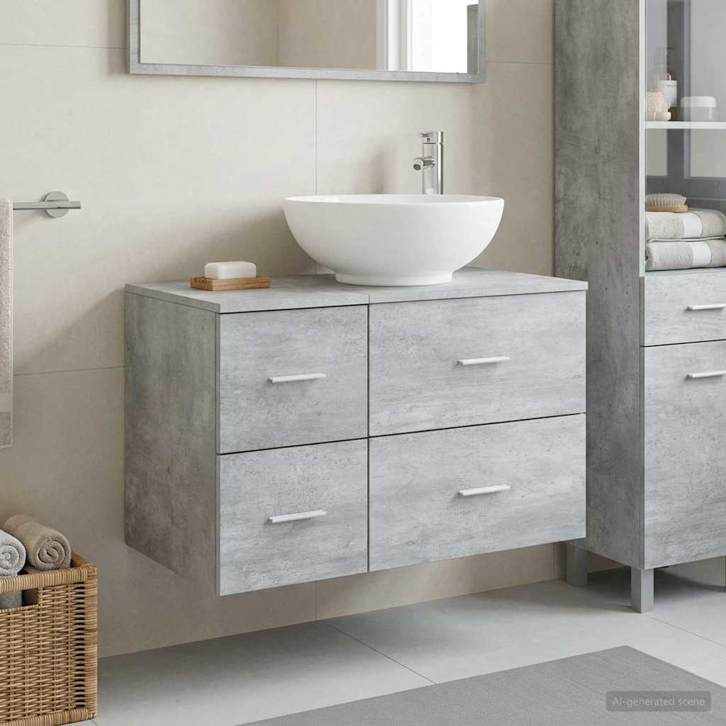 vidaXL Juego de muebles de baño 2 uds. Gris Hormigón