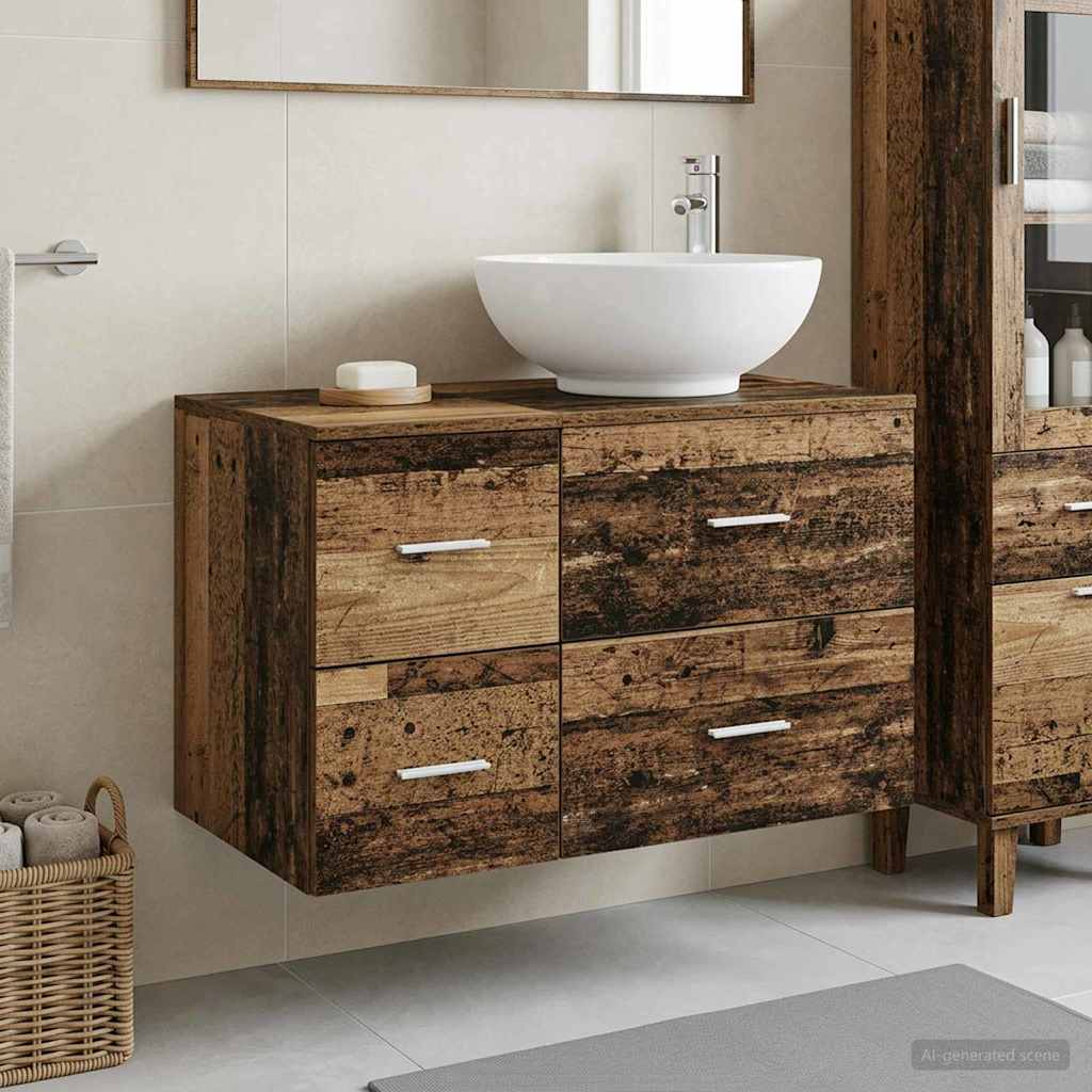 vidaXL Juego de muebles de baño 2 uds. Madera envejecida