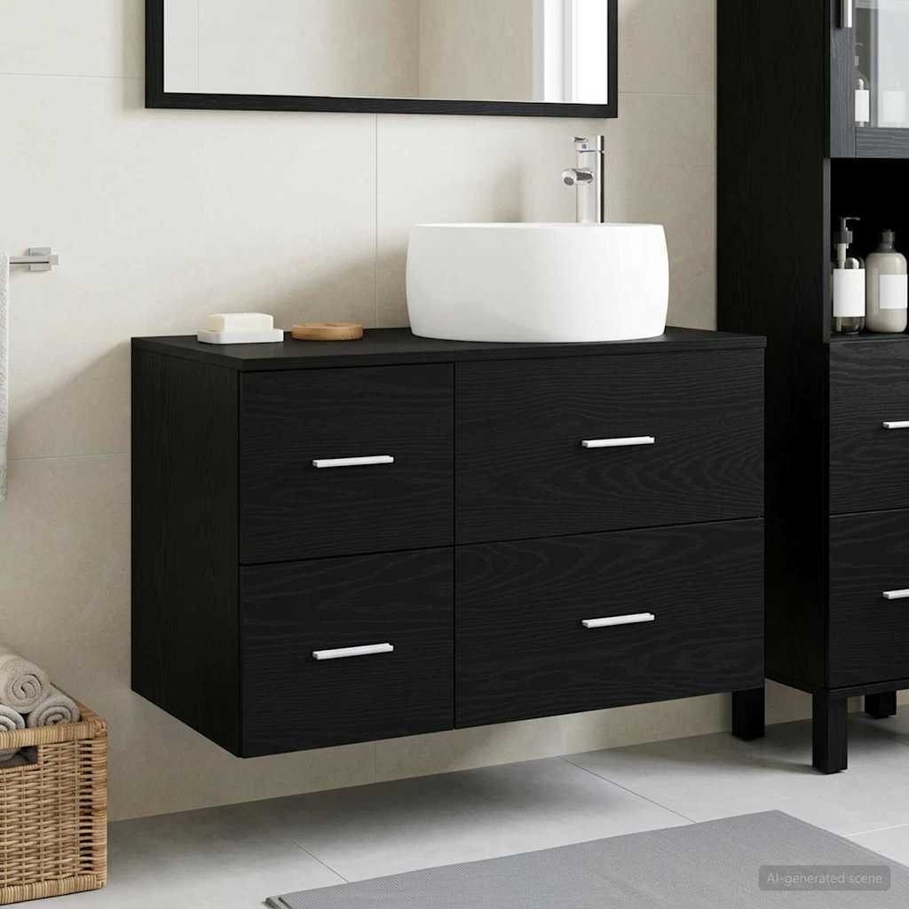 vidaXL Juego de muebles de baño 2 uds. Roble Negro