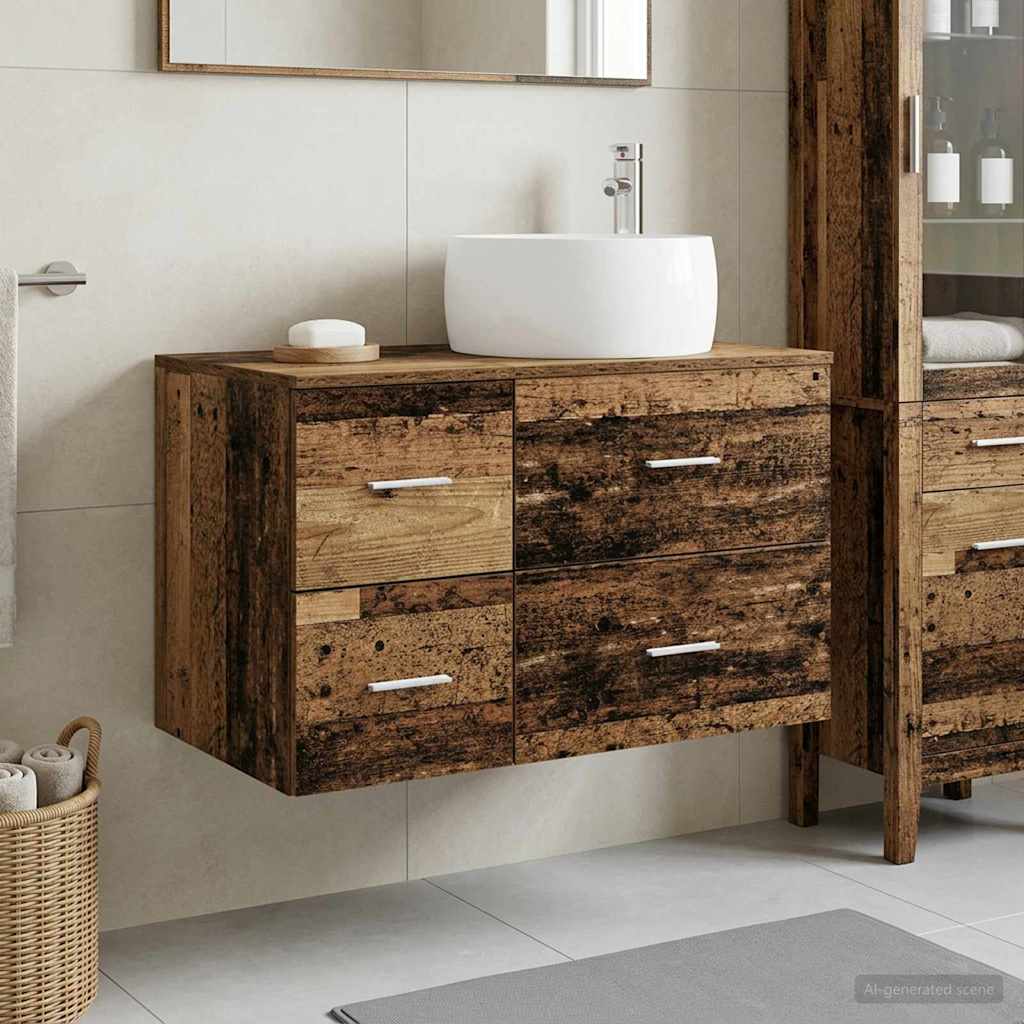 vidaXL Juego de muebles de baño 2 uds. Madera envejecida