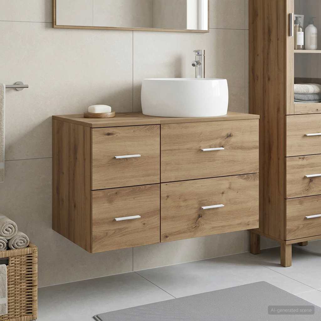 vidaXL Juego de muebles de baño 2 uds. Roble artisan
