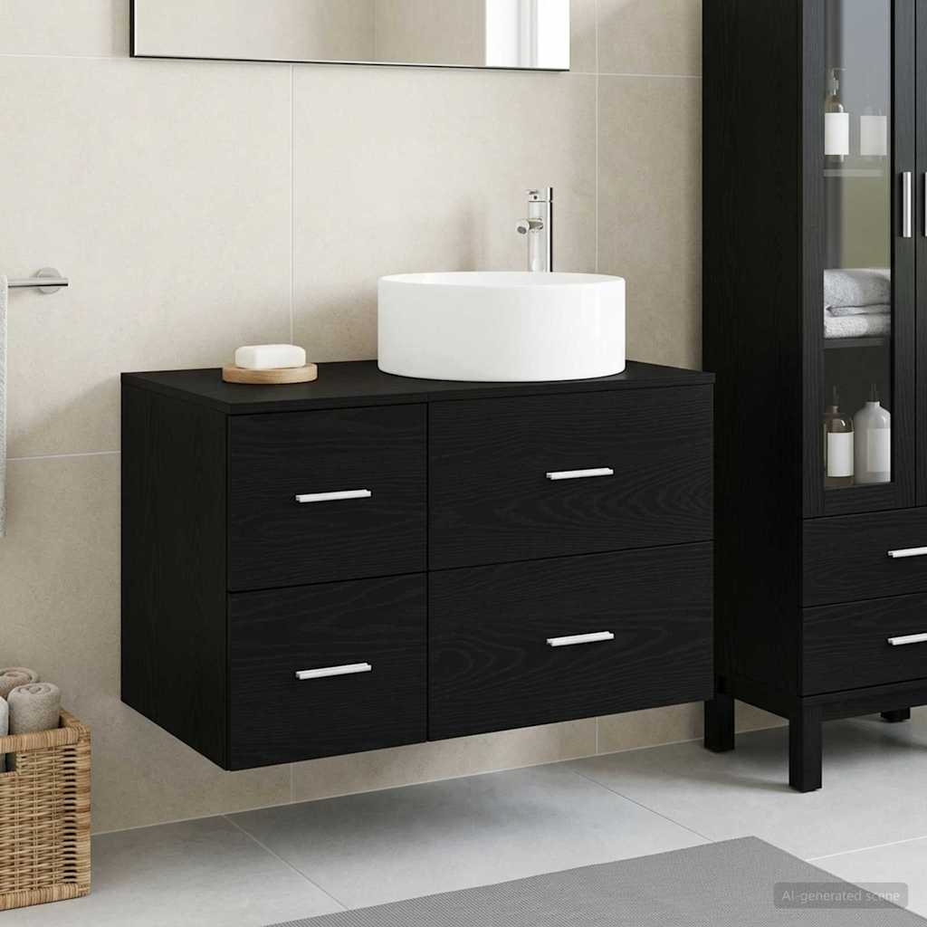 vidaXL Juego de muebles de baño 2 uds. Roble Negro