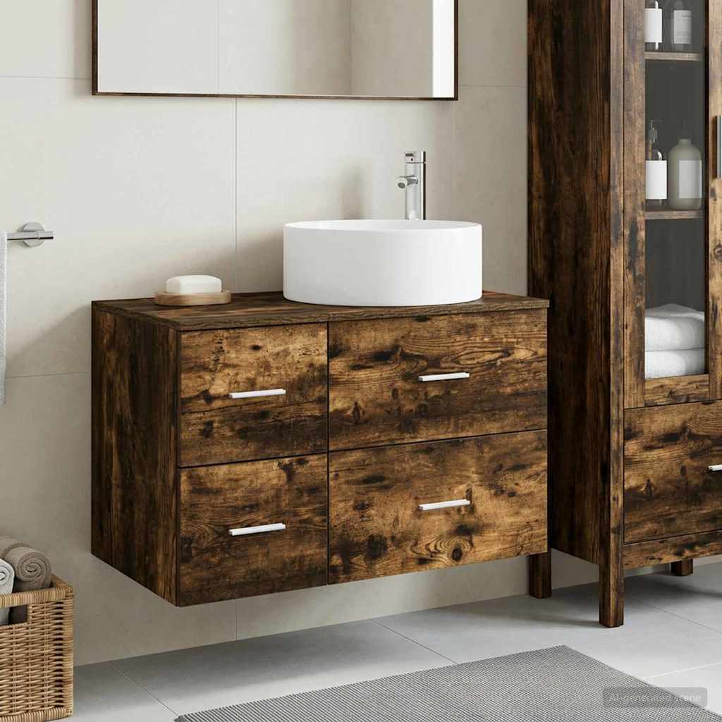 vidaXL Juego de muebles de baño 2 uds. Roble Ahumado