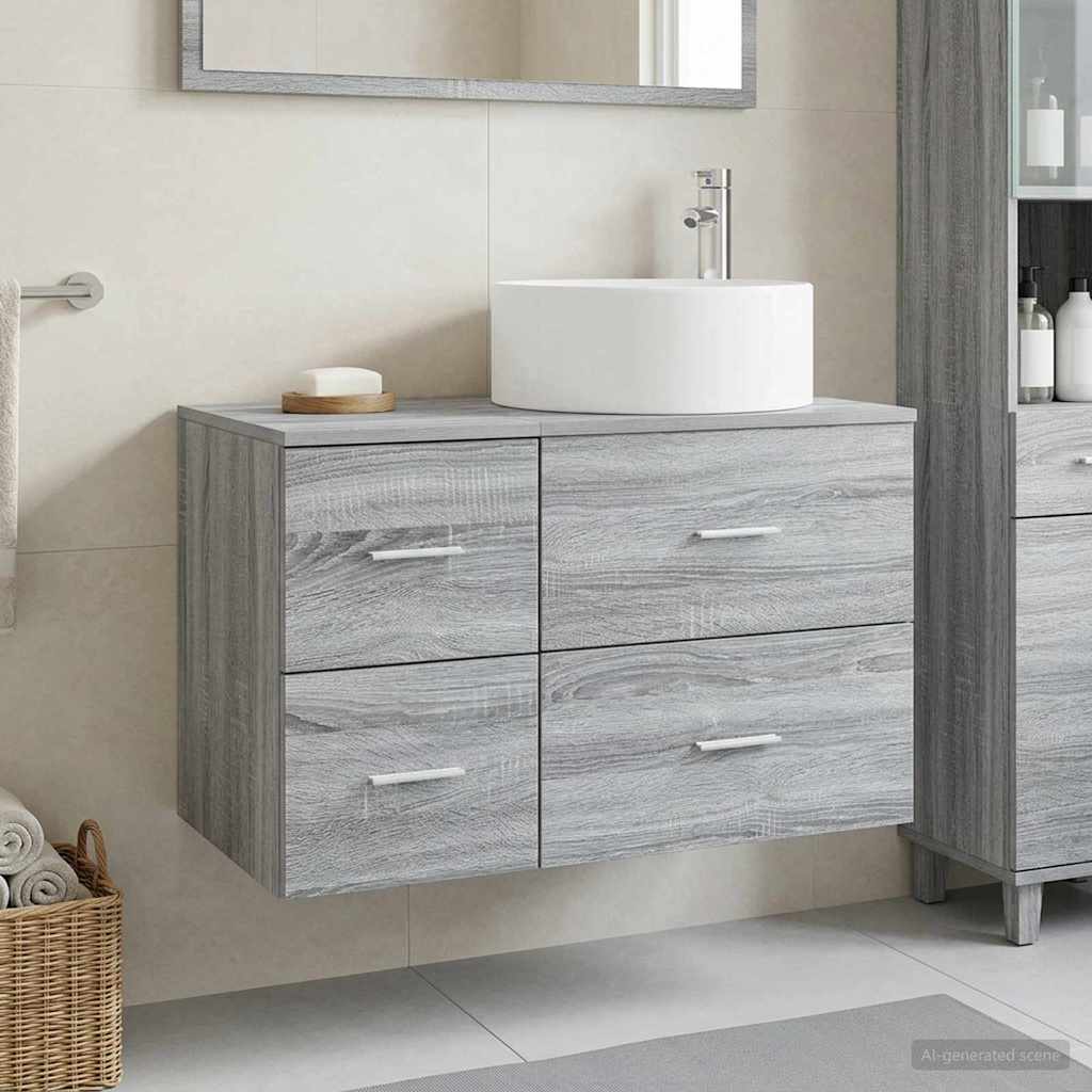 vidaXL Juego de muebles de baño 2 uds. Sonoma gris
