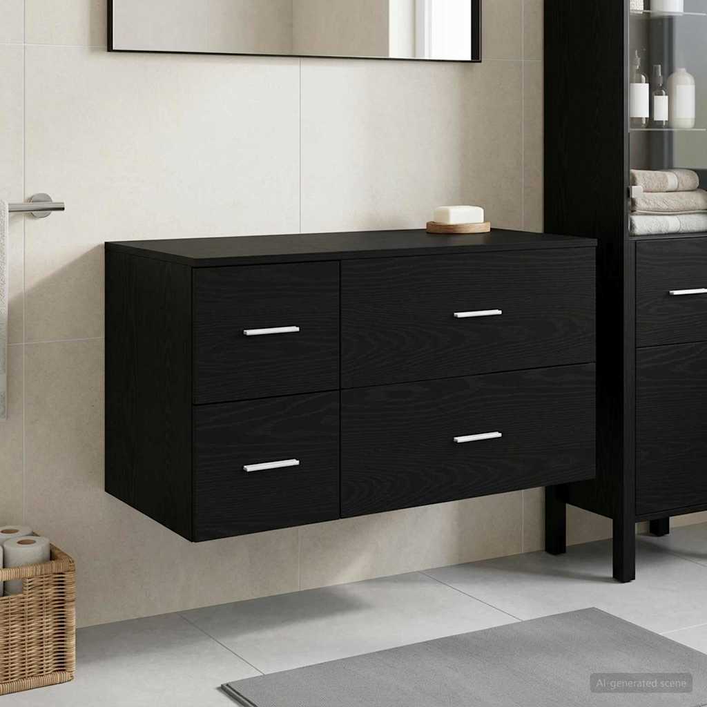 vidaXL Juego de muebles de baño 2 uds. Roble Negro