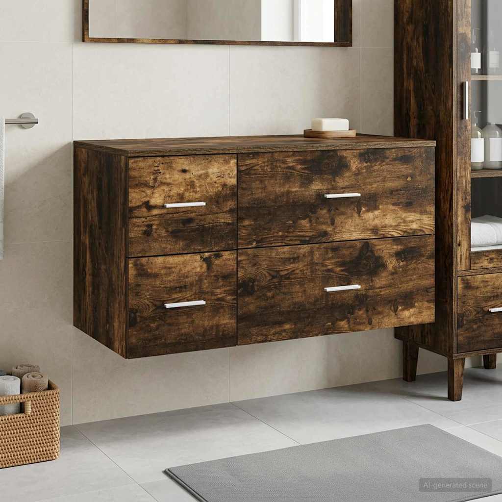 vidaXL Juego de muebles de baño 2 uds. Roble Ahumado