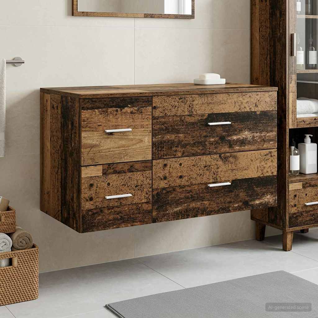 vidaXL Juego de muebles de baño 2 uds. Madera envejecida