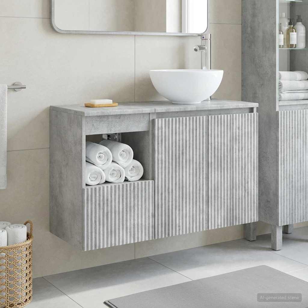 vidaXL Juego de muebles de baño 2 uds. Gris Hormigón