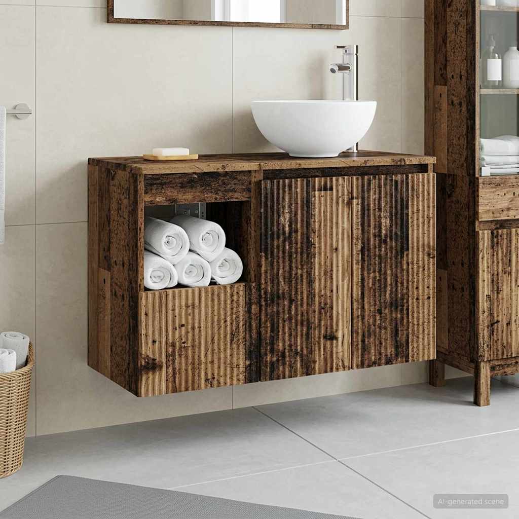 vidaXL Juego de muebles de baño 2 uds. Madera envejecida