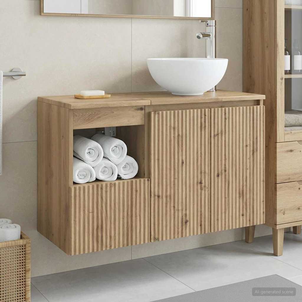 vidaXL Juego de muebles de baño 2 uds. Roble artisan