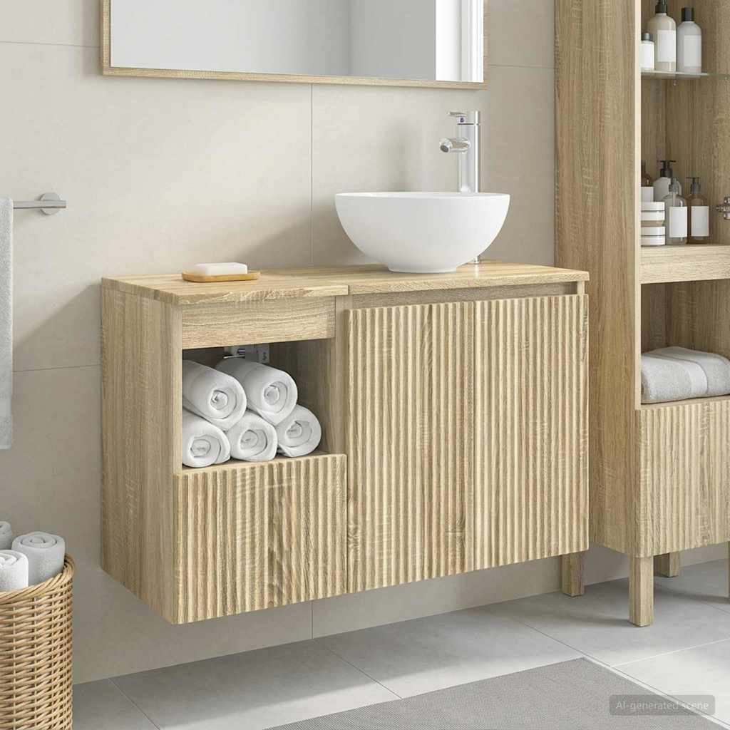 vidaXL Juego de muebles de baño 2 uds. Roble Sonoma