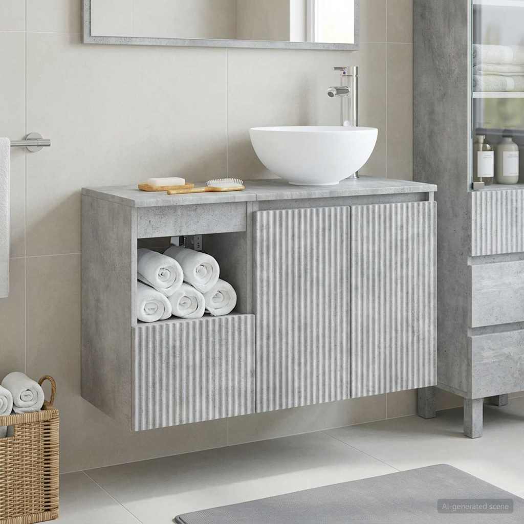 vidaXL Juego de muebles de baño 2 uds. Gris Hormigón