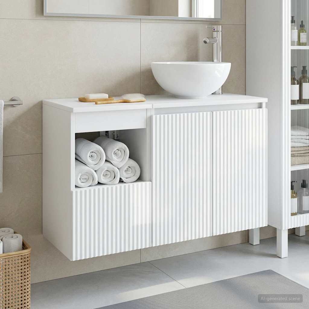 vidaXL Juego de muebles de baño 2 uds. Blanco Brillante