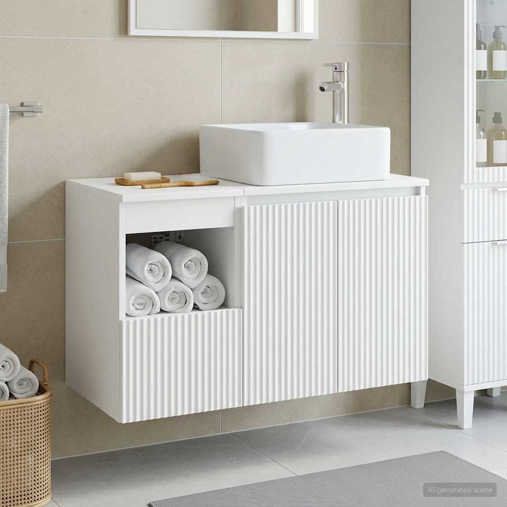 vidaXL Juego de muebles de baño 2 uds. Blanco Madera de ingeniería