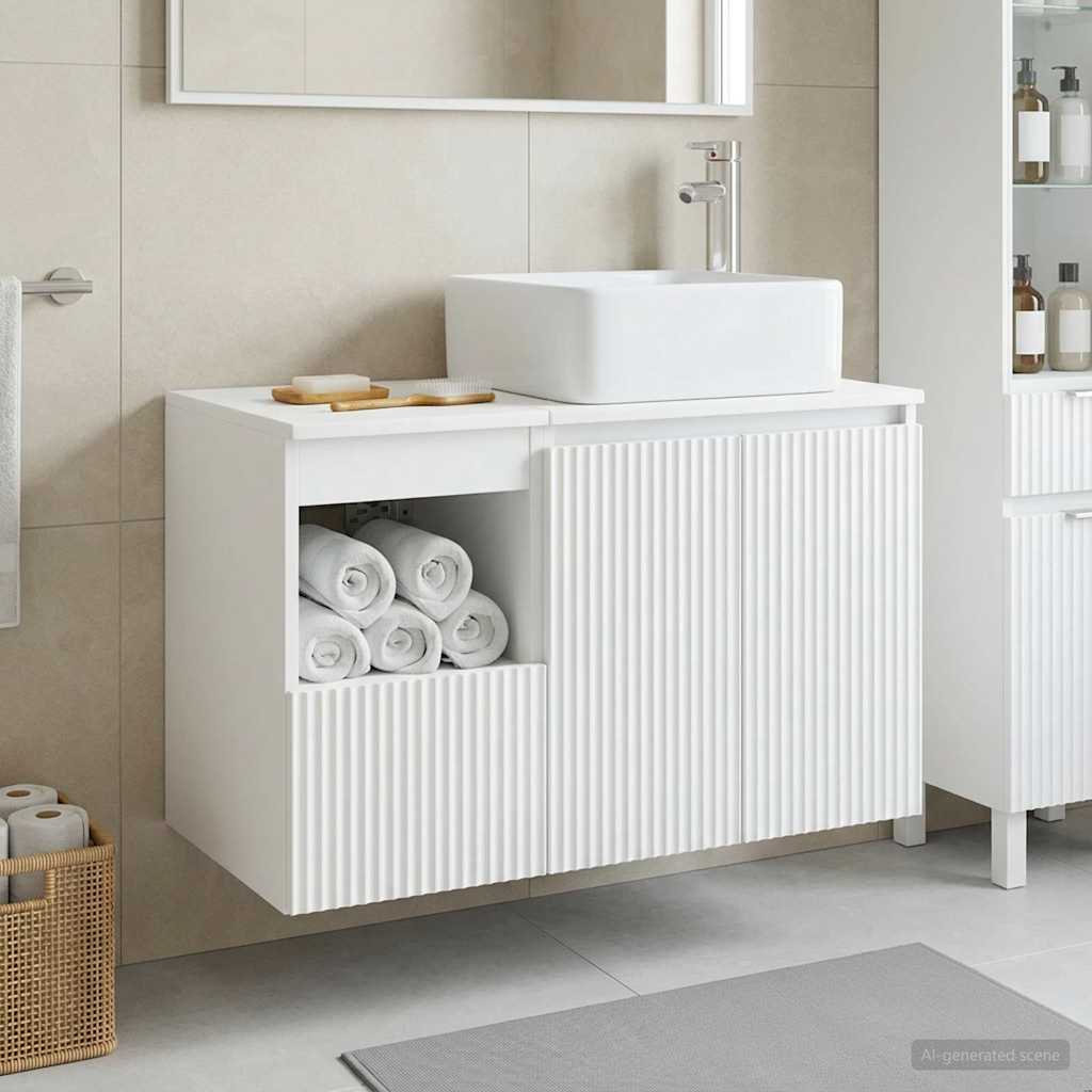 vidaXL Juego de muebles de baño 2 uds. Blanco Brillante