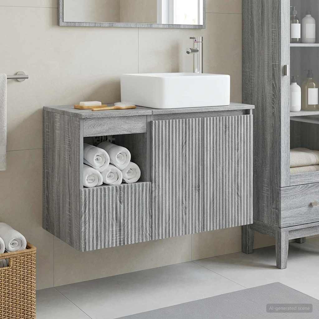 vidaXL Juego de muebles de baño 2 uds. Sonoma gris