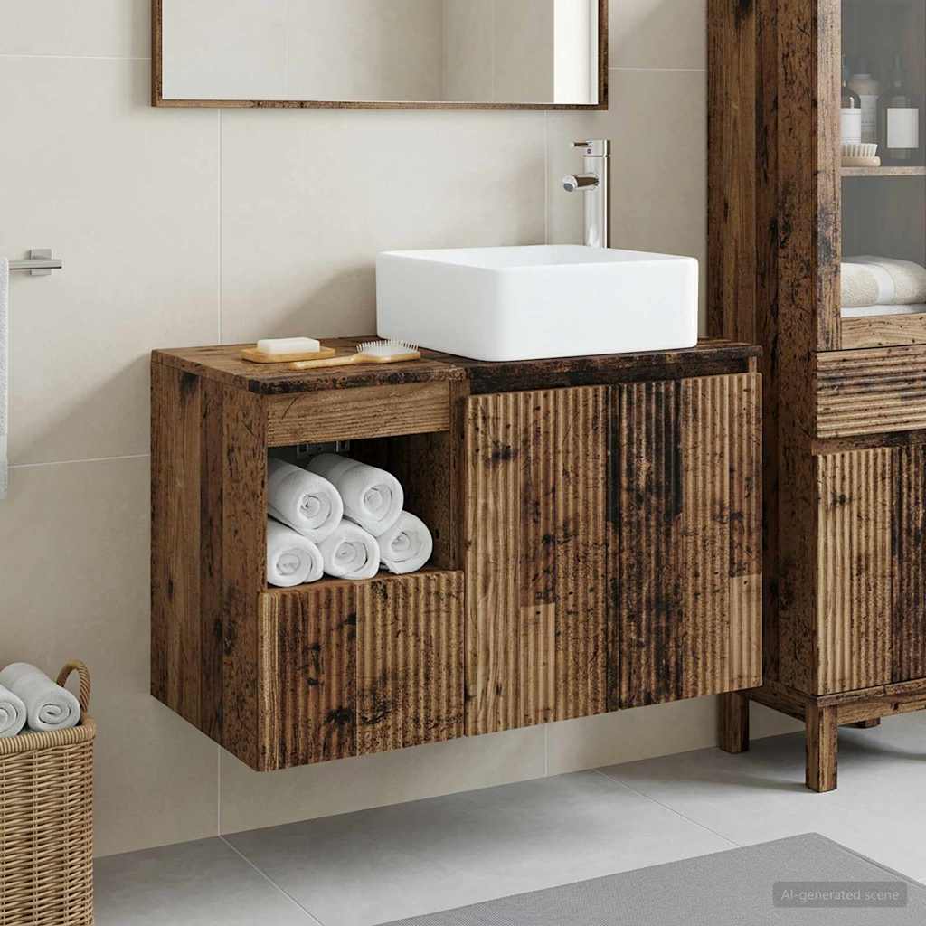 vidaXL Juego de muebles de baño 2 uds. Madera envejecida
