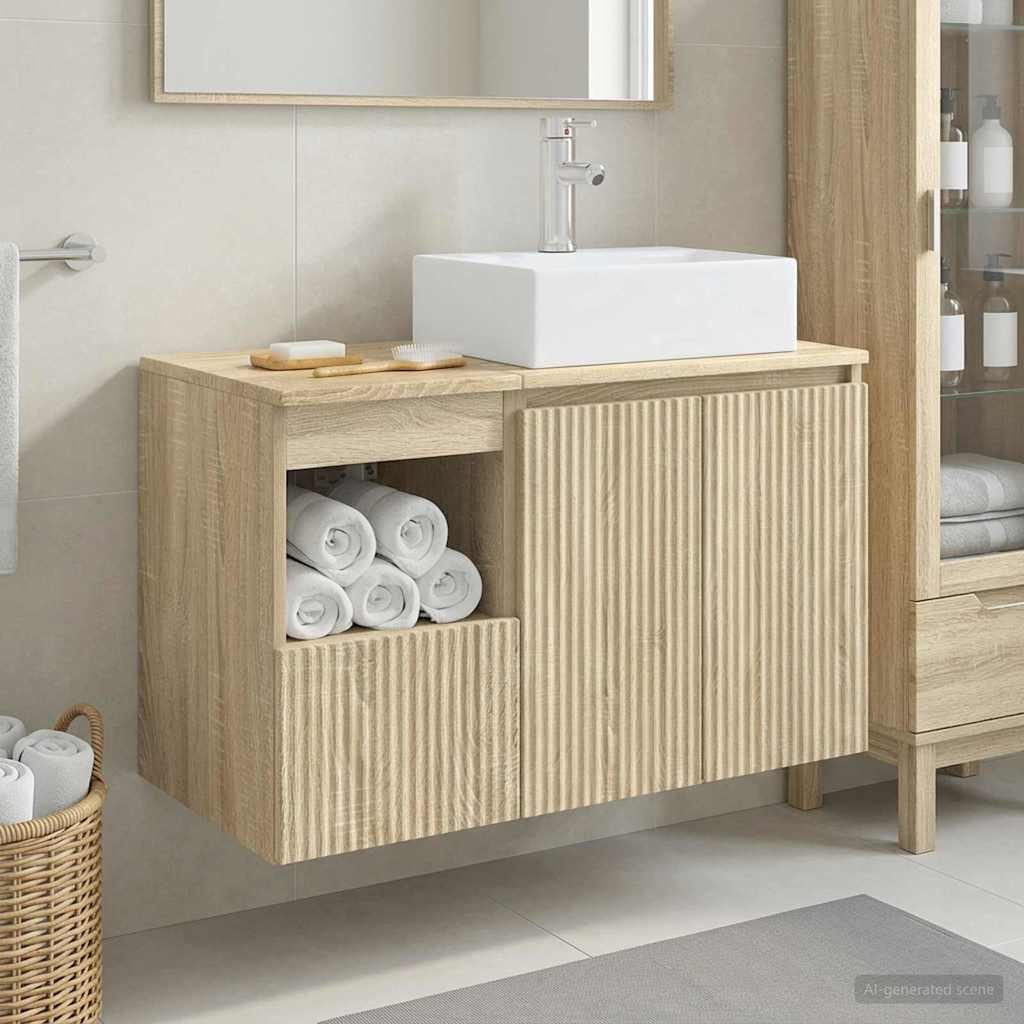 vidaXL Juego de muebles de baño 2 uds. Roble Sonoma
