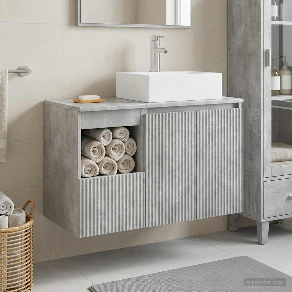 vidaXL Juego de muebles de baño 2 uds. Gris Hormigón