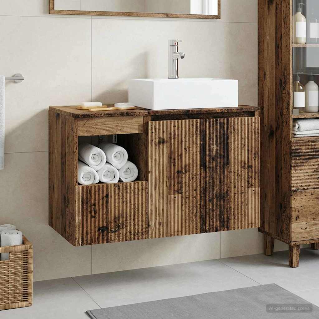 vidaXL Juego de muebles de baño 2 uds. Madera envejecida