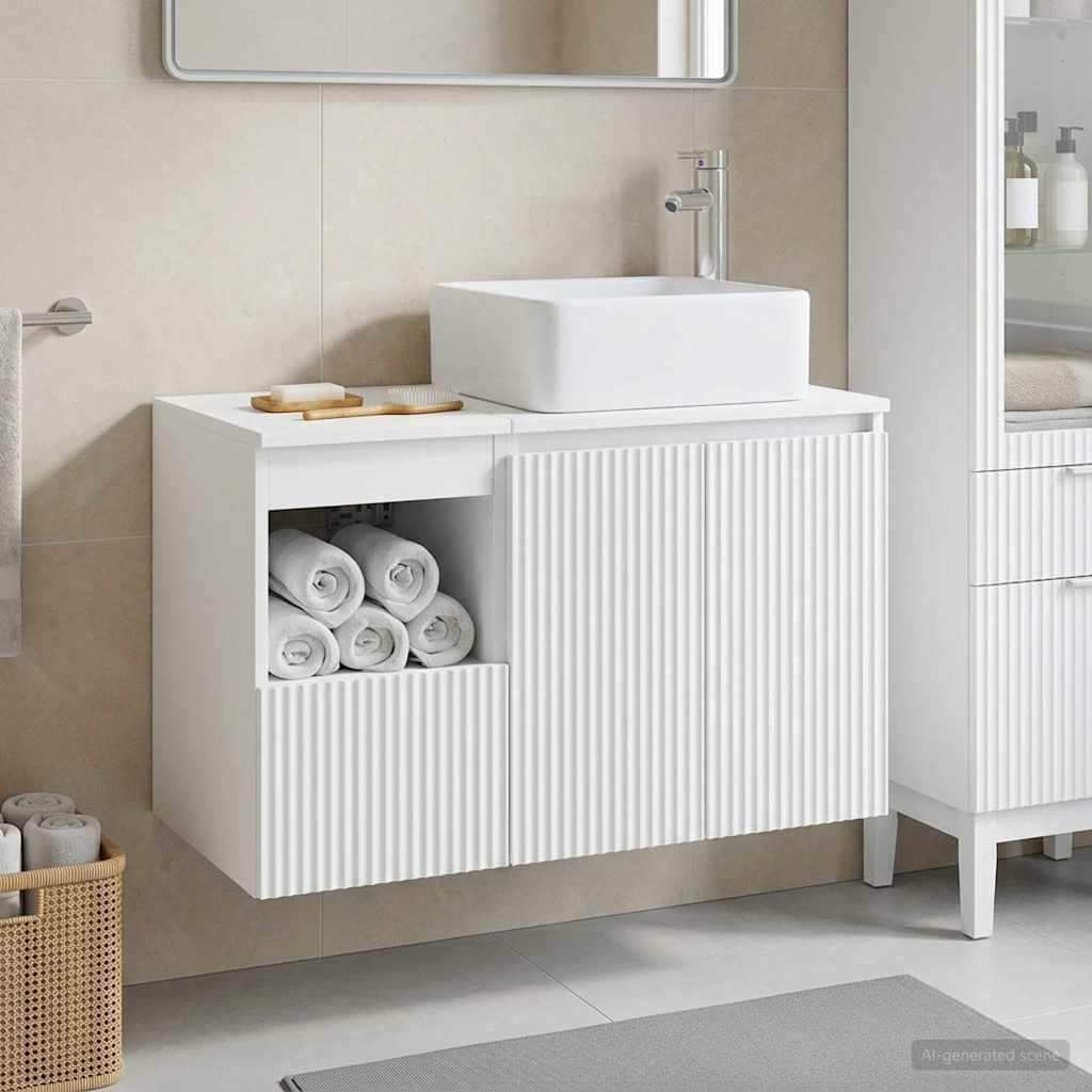 vidaXL Juego de muebles de baño 2 uds. Blanco Madera de ingeniería