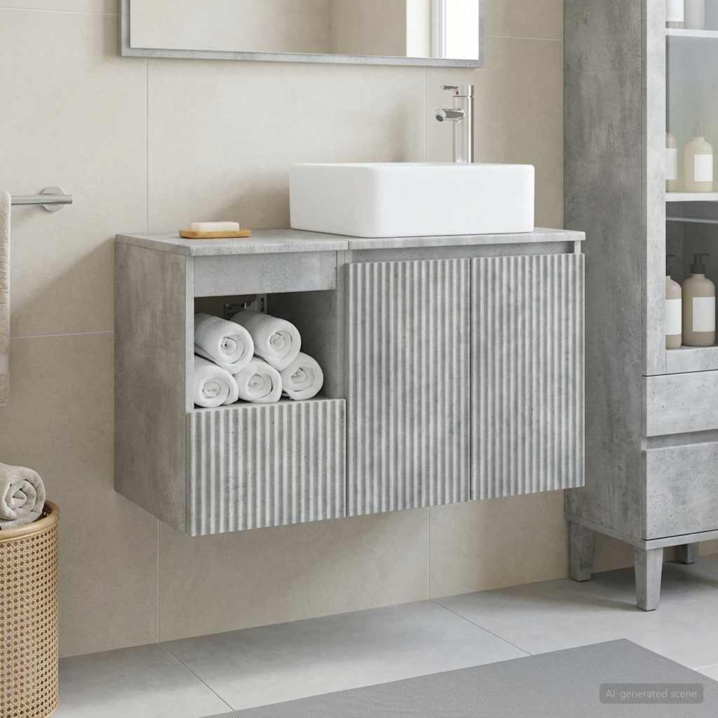 vidaXL Juego de muebles de baño 2 uds. Gris Hormigón
