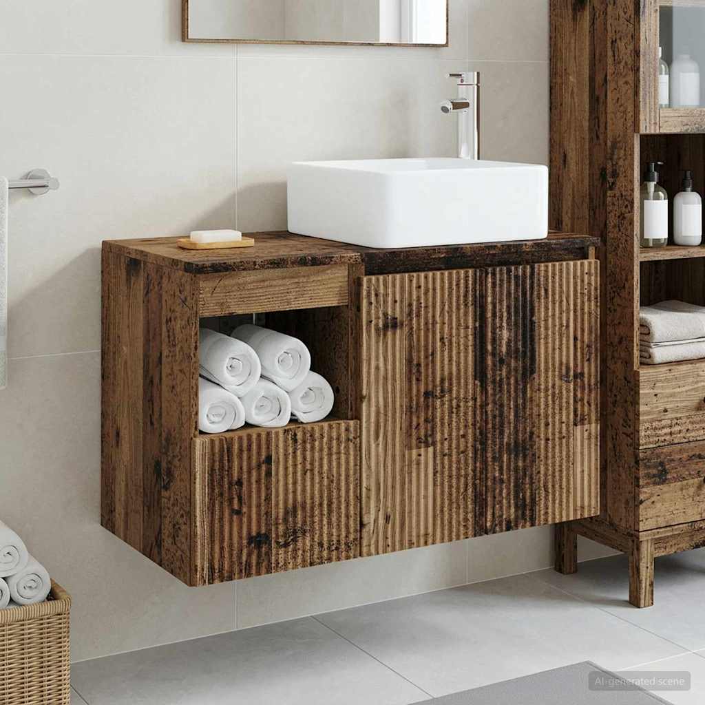 vidaXL Juego de muebles de baño 2 uds. Madera envejecida