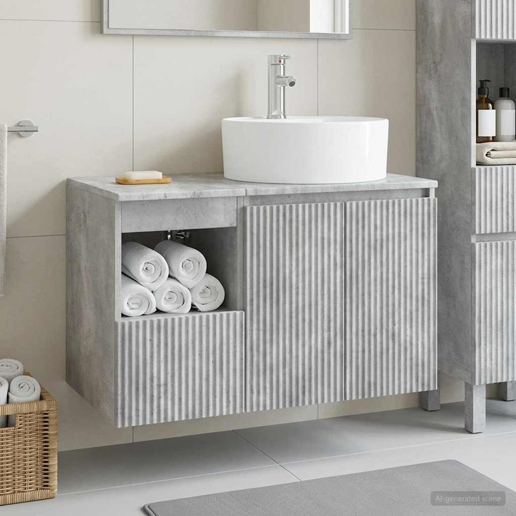 vidaXL Juego de muebles de baño 2 uds. Gris Hormigón