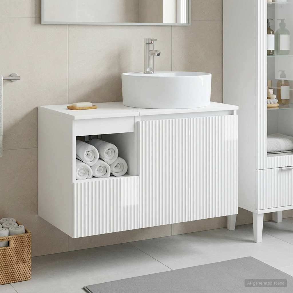 vidaXL Juego de muebles de baño 2 uds. Blanco Brillante