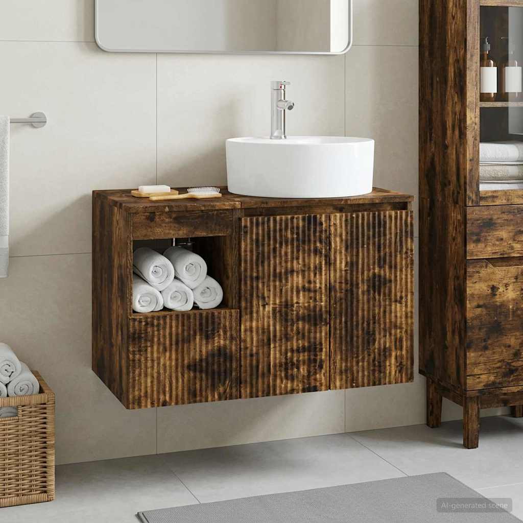 vidaXL Juego de muebles de baño 2 uds. Roble Ahumado