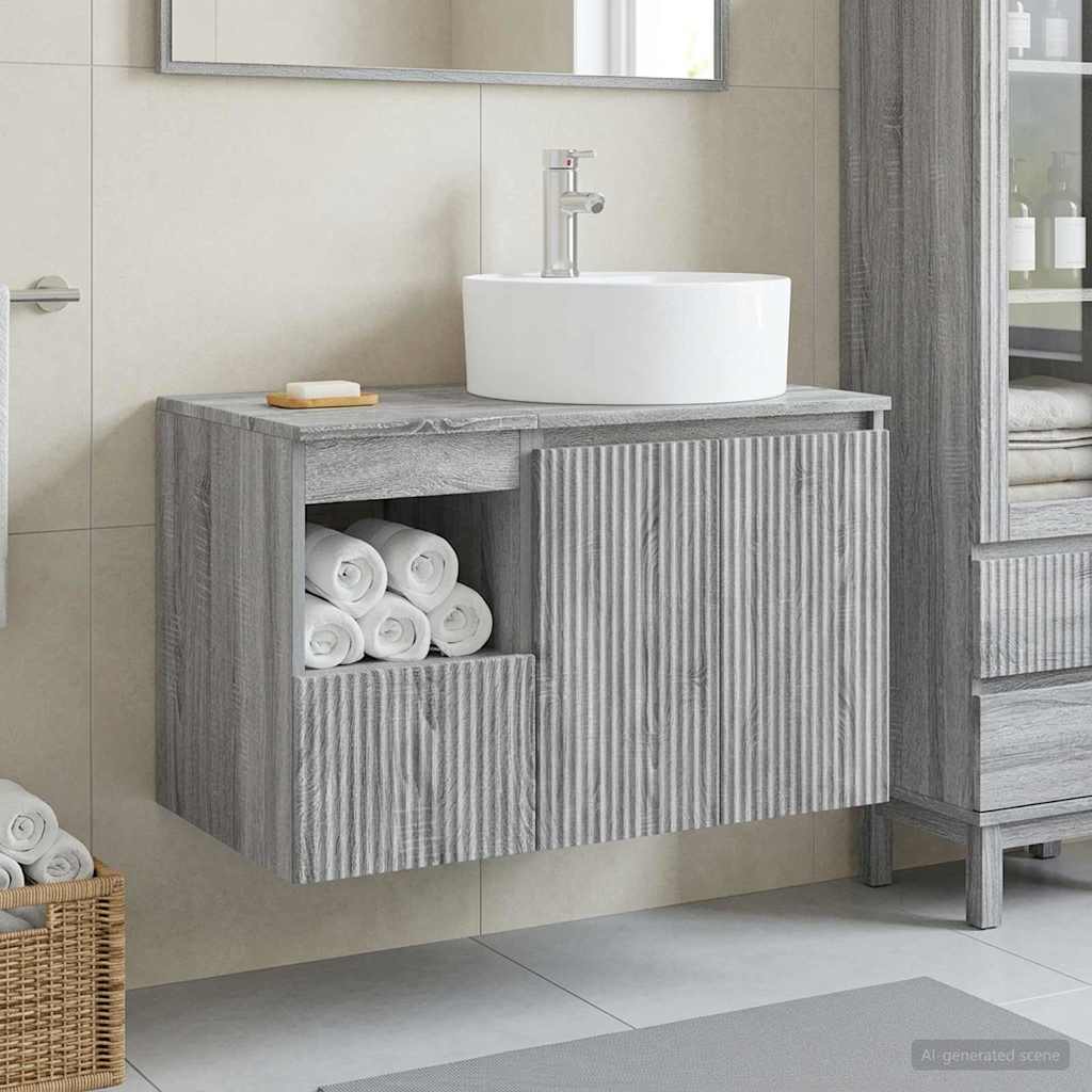 vidaXL Juego de muebles de baño 2 uds. Sonoma gris