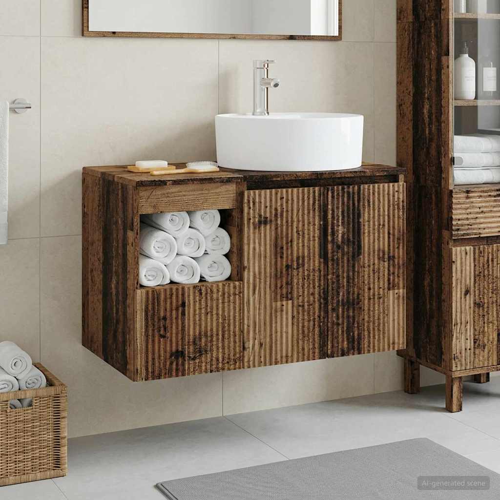 vidaXL Juego de muebles de baño 2 uds. Madera envejecida
