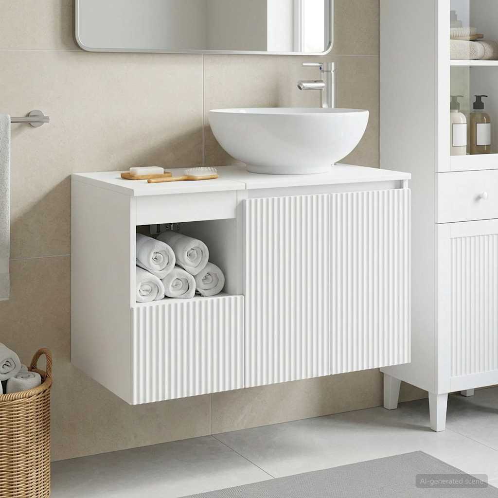 vidaXL Juego de muebles de baño 2 uds. Blanco Madera de ingeniería