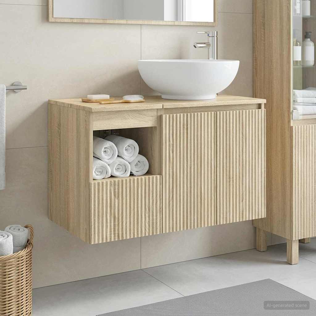 vidaXL Juego de muebles de baño 2 uds. Roble Sonoma