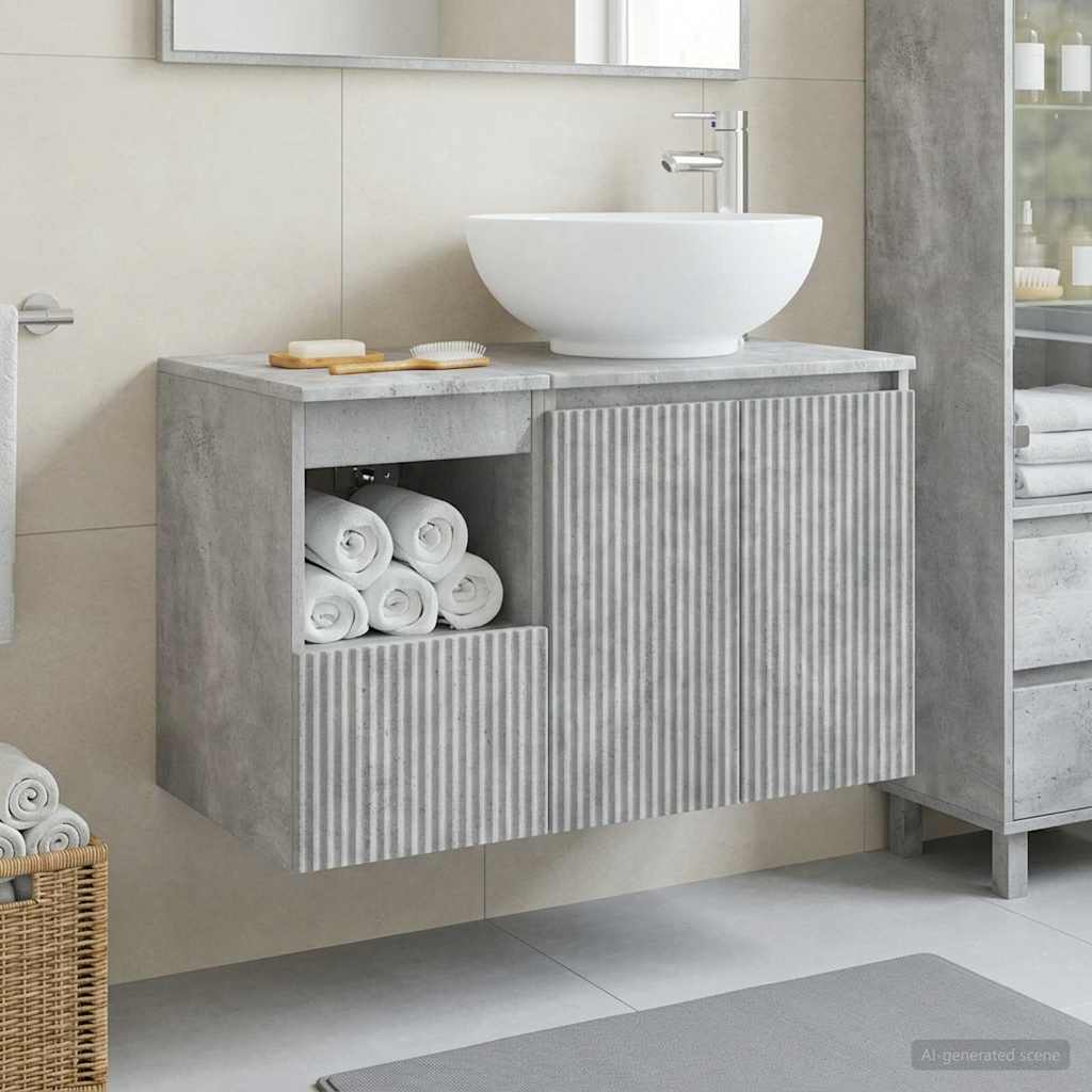 vidaXL Juego de muebles de baño 2 uds. Gris Hormigón