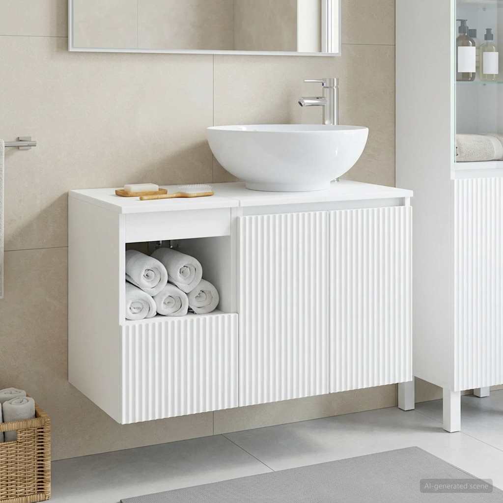 vidaXL Juego de muebles de baño 2 uds. Blanco Brillante