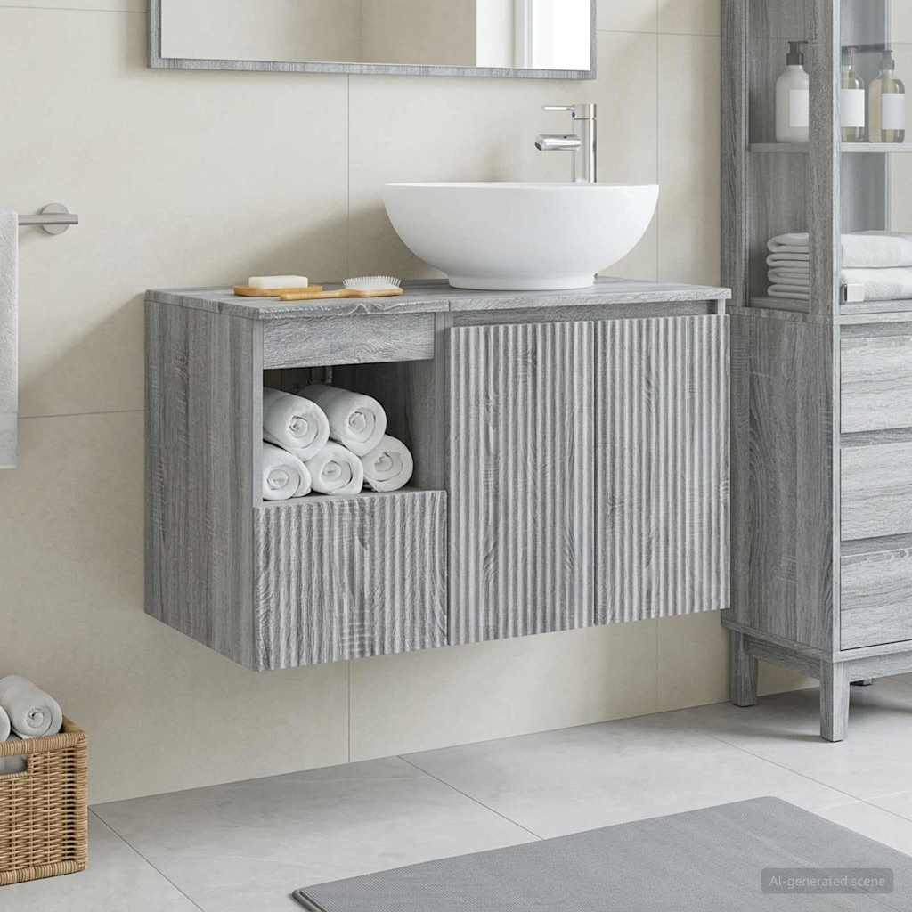 vidaXL Juego de muebles de baño 2 uds. Sonoma gris