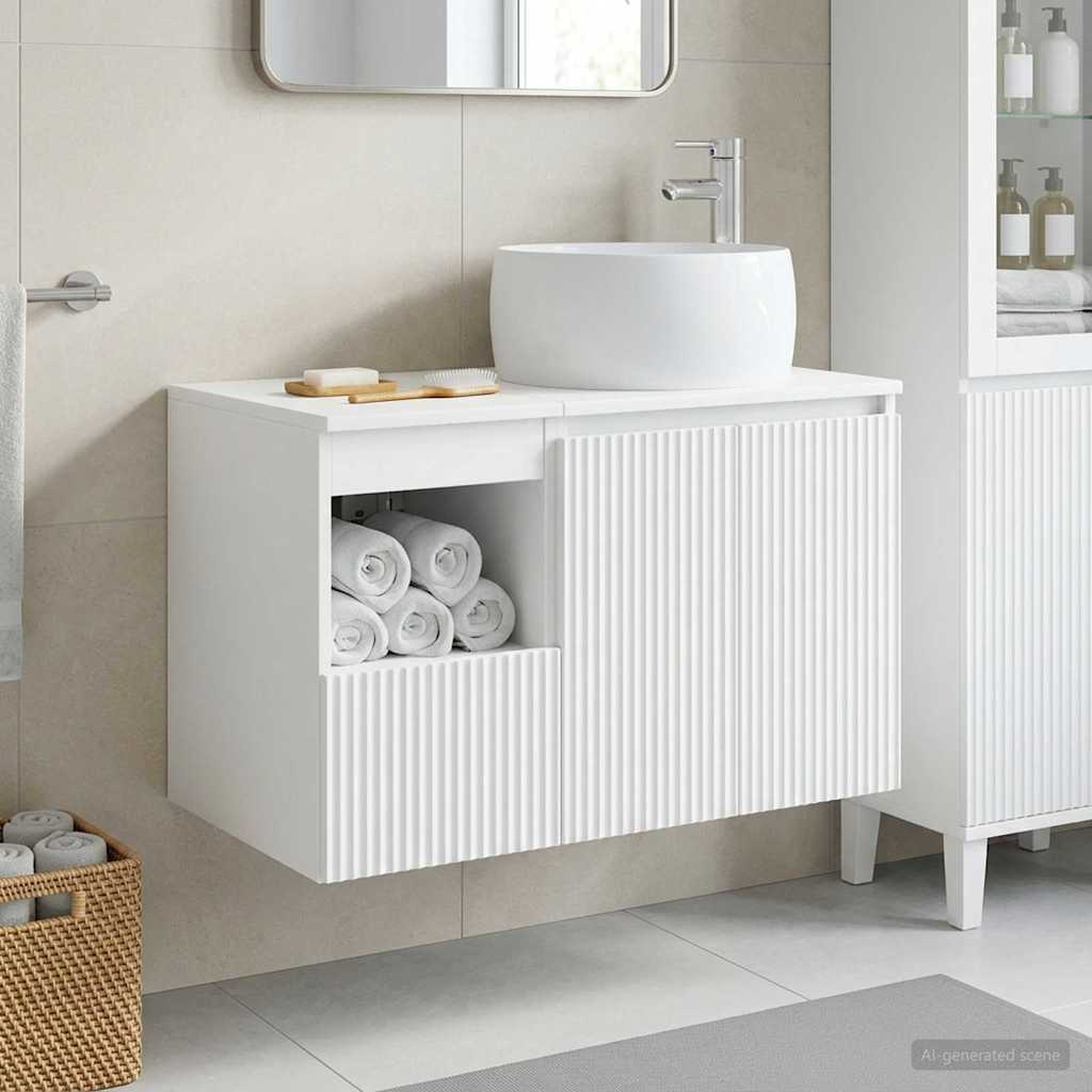 vidaXL Juego de muebles de baño 2 uds. Blanco Madera de ingeniería