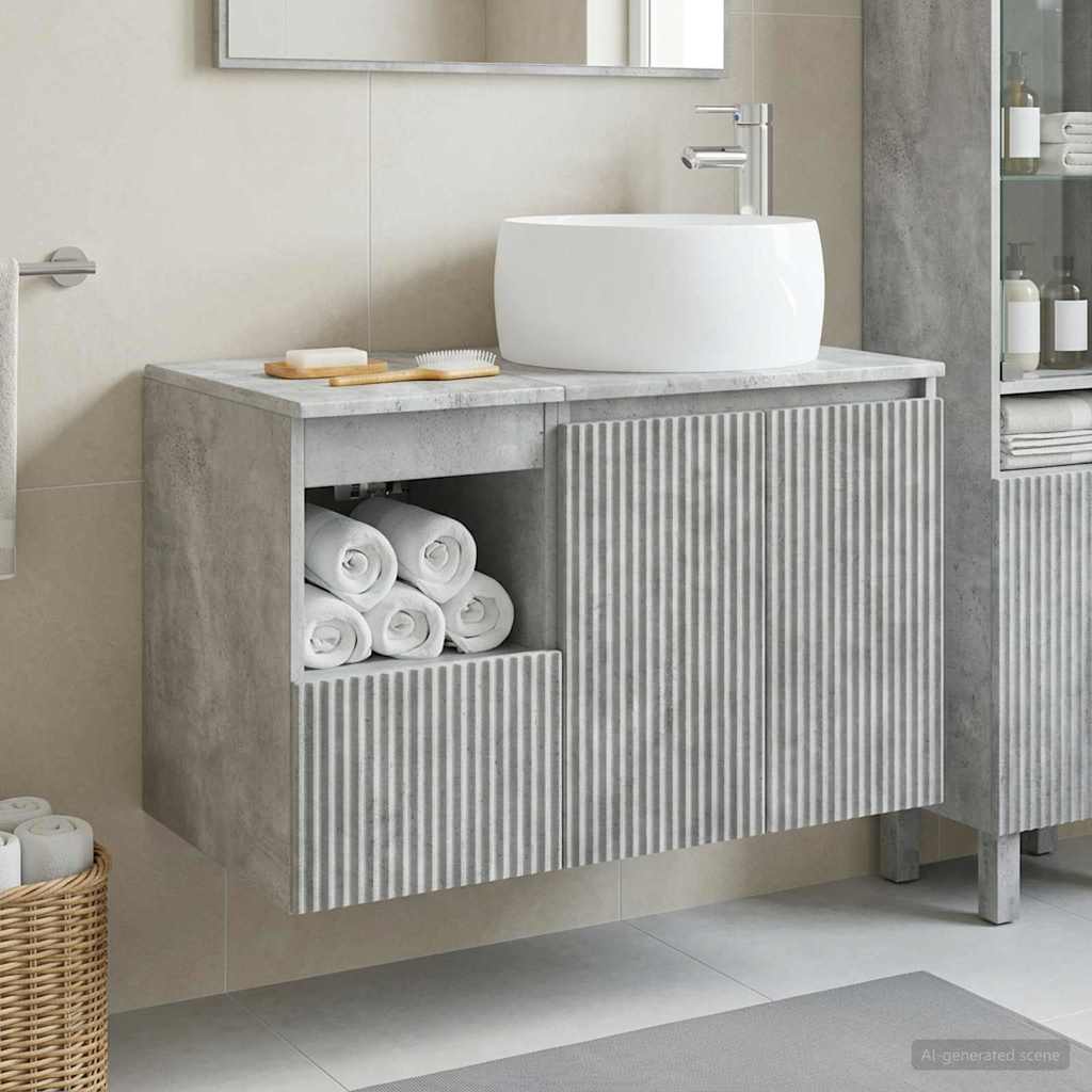 vidaXL Juego de muebles de baño 2 uds. Gris Hormigón